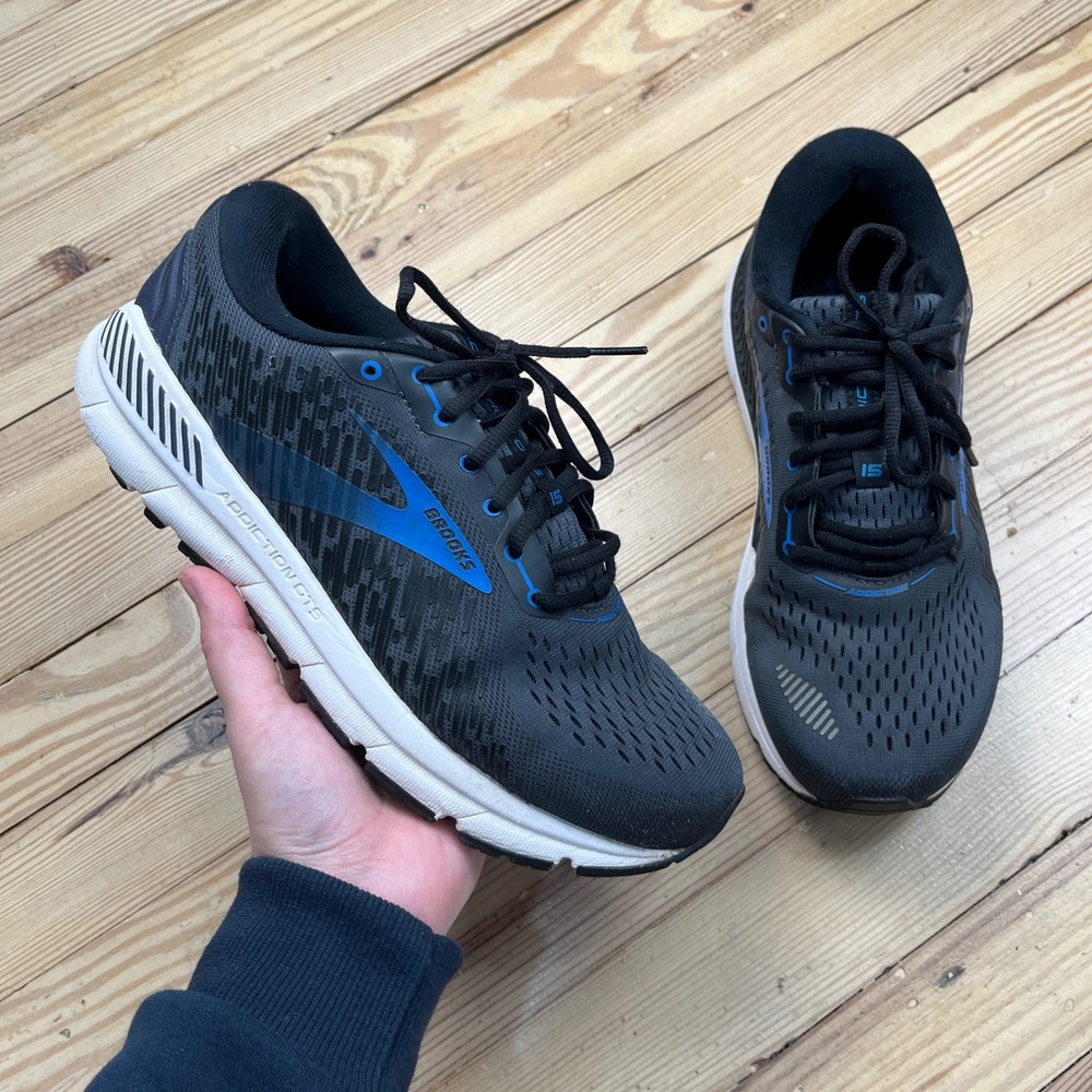Brooks Addiction GTS 15 Men 8.5 Wide2E Black Blue Running Shoe  athletic comfort